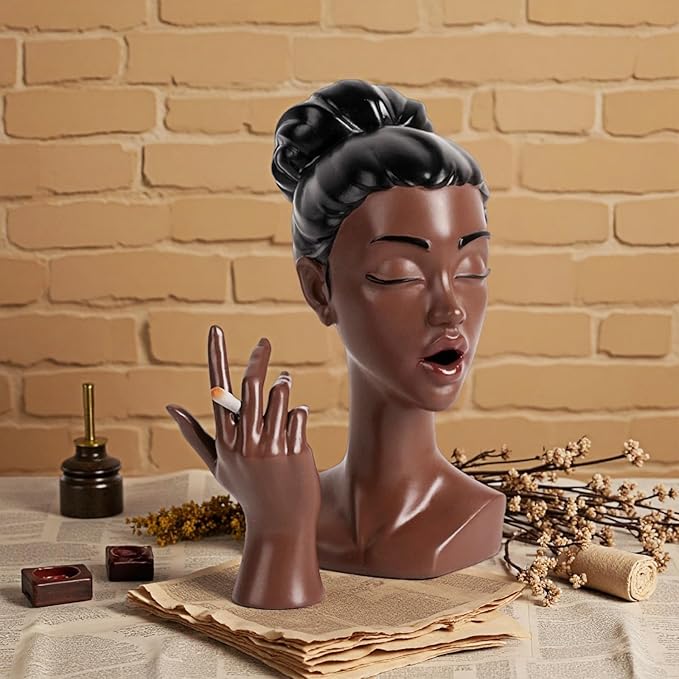 Elegant Head Incense Black Woman Burner, Modern Design, Stylish Incense Holder Black Women, Sophisticated Home Decor, Desk Accessory (New)