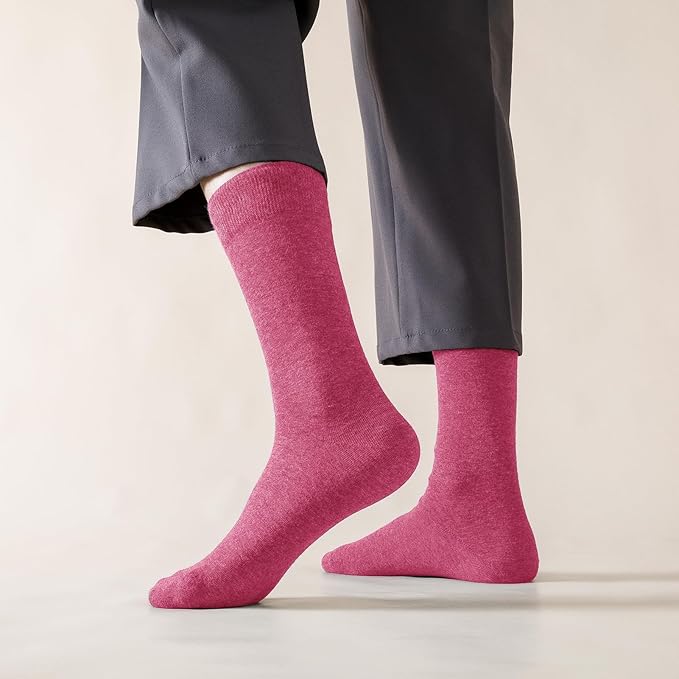 J-BOX Men's Cotton Crew Socks-Wicking Black Dress Socks, Anti-Odor&Breathable for Business/Casual, Size 6-15