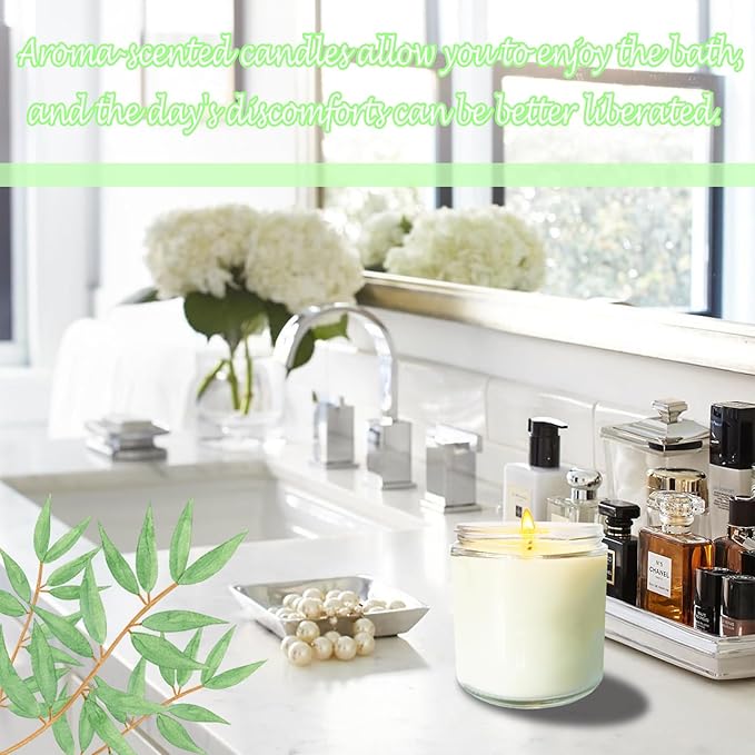 12 Pcs 8 Oz Bulk White Soy Candles,Eucalyptus Scented Candles Set,Bulk Aromatherapy Candle,Great Stress Relieving Scented Candle for Girls as a Gift for Birthdays, Weddings and More!