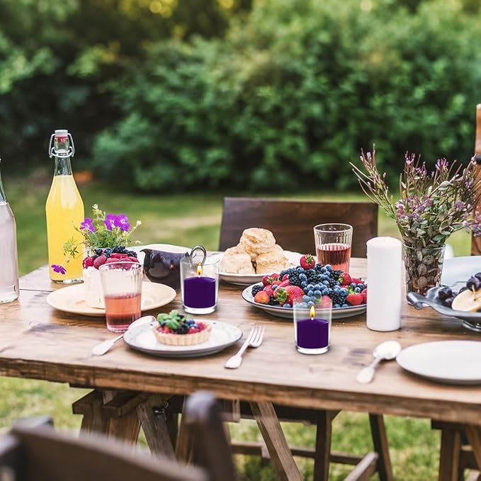 9-Pack 1.25-Inch Purple Votive Candles, Unscented Small Tealight Candle for Home Decor and Special Occasions