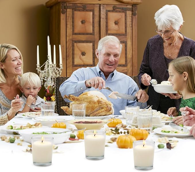 Unscented White Votive Candles in Glass Small Soy Wax 1.8oz Candles for Wedding Party Dinner Table Home, 4 Packs