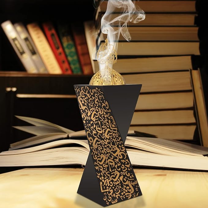 Resin Incense Burner Bakhoor Incense Burner Charcoal Incense Burner Yoga Spa Aromatherapy Office Home Decor Black