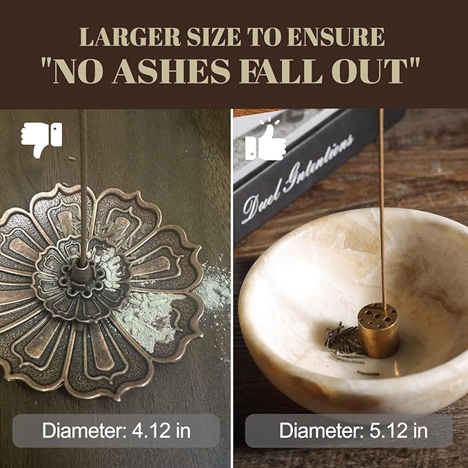 Koville Natural Marble Incense Holder, Incense Holder for Sticks with 9 Holes, Handmade Incense Burner Ash Catcher for Meditation Yoga SPA, Balsam Fir/Palo Santo/Sage/Cone (Z)