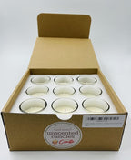 Mister Candle – Set of 9 Unscented Votive Candles in Glass Holders, Hand Poured Soy Wax, 12 Hour Burn Time, White Candles for Weddings, Parties, Spa, Home Décor