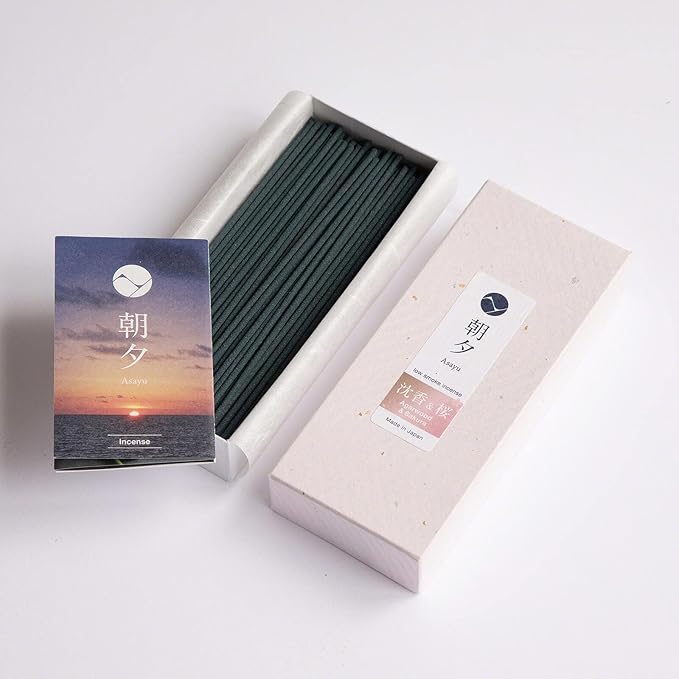Asayu Japan Incense Sticks with Low Smoke for Morning or Evening Meditation, Relax or Yoga, Made in Japan 40gr - Premium Sakura Cherry Blossom and Agarwood Blend