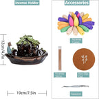 Guilin Landscape Backflow Incense Burner, Handmade Ceramic Waterfall Incense Stick Cone Holder with 20 PCS Incense Cones and 30 PCS Incense Sticks