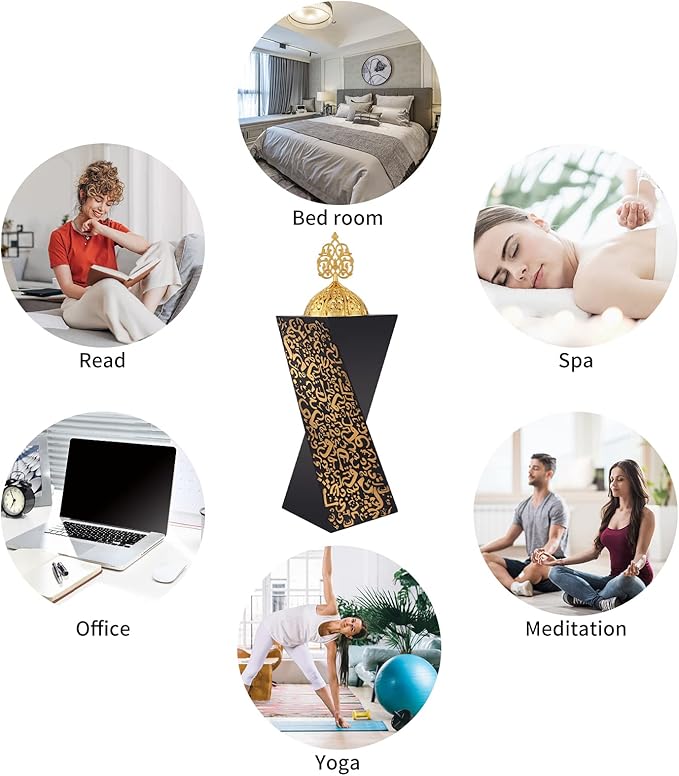 Resin Incense Burner Bakhoor Incense Burner Charcoal Incense Burner Yoga Spa Aromatherapy Office Home Decor Black