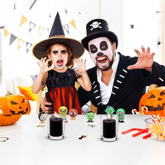 2.0 inch Black Votive Candles, 24 Packs Unscented Small Dripless Wax Candles for Halloween Wedding, Party, Holiday & Home Decor, 12 Hour Burning