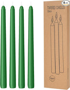 4 Pack Taper Candles - Taper Candles 10 Inch Dripless, Smokeless & Unscented - 8 Hours Long Burning - Hand Poured Tall Candlesticks - Ideal for Weddings, Dinner Parties (Green, 4 Pack Taper Candle)