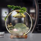 Backflow Incense Holder with Water Fountains and LED Light, Rockery, Maitreya and Plants Perfect for Relaxing or Home Decor (Maitreya witn Rockery)