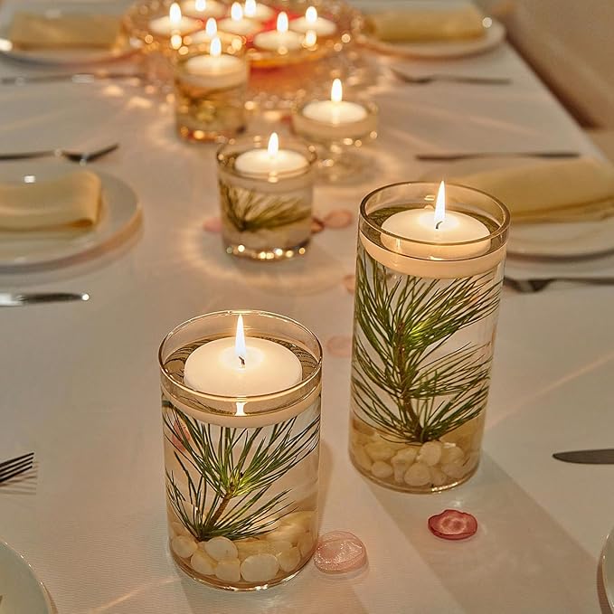 36 Packs 3-Inch Floating Candle Set, White,Unscented Soy Candles for Weddings, Pool Parties, Holiday Table Decorations, Home Decor and More Burn for 8+ Hours.