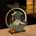 Backflow Incense Holder with Water Fountains and LED Light, Rockery, Maitreya and Plants Perfect for Relaxing or Home Decor (Maitreya)