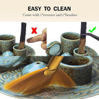 4 in 1 Incense Burner Holder for Sticks, Palo Santo Sticks Holder, Candle and Sage Holder for Burning Ceramic Ash Catcher Tray for Meditation Yoga Room Home Decor (Blue)