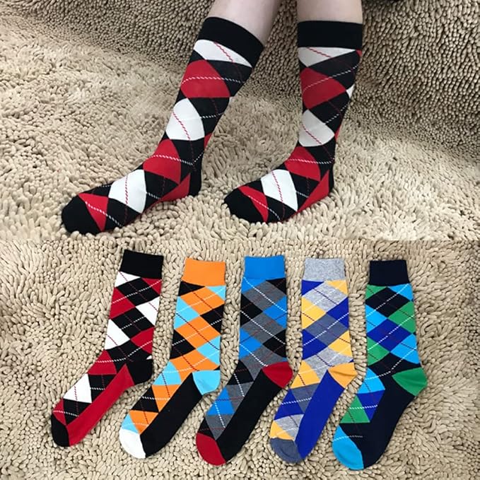 DRASEX Men's Dress Socks Funky Colorful Pattern Cotton Novelty Casual Crew Socks