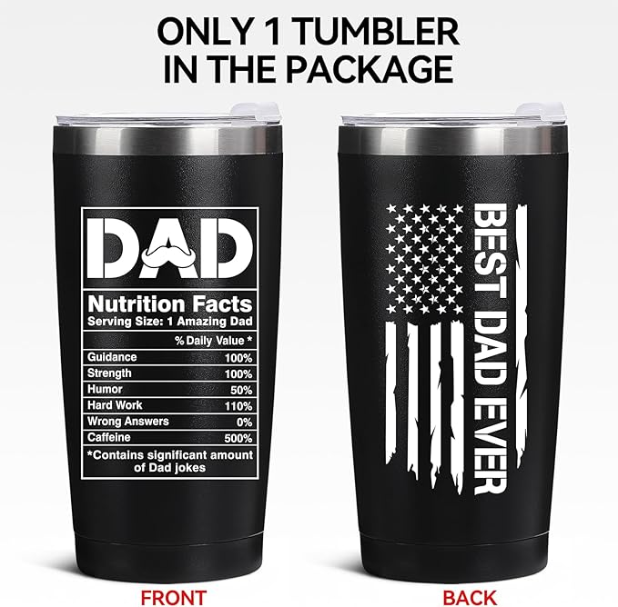 Father's Day Gift for Dad from Daughter, Son, Kids - 20oz Coffee Mug - Best Bonus Dad Birthday Gifts for Father, Husband - Christmas Ideas Drinking Cup Tumbler, Black