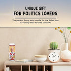 Biden Celebrity Glass Jar Candle – Unscented Handmade Soy Wax Votive Candle – Unique Gift for Public Figure Fans – Home Decor Collectible for Living Room & Office – 8 Inch