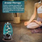 Ceramic Backflow Incense Holder and Burner Waterfall, Incense Fountain with 120 Incense Cones & 30 Incense Stick, Aromatherapy Ornament, Zen Decor, Home Decor, Blue
