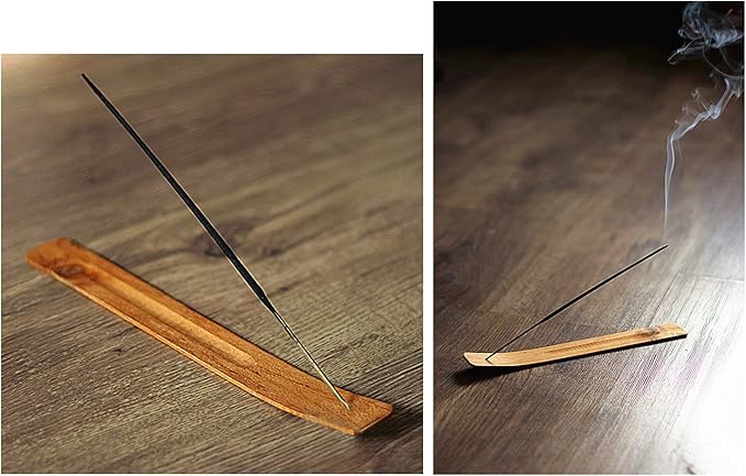 TrendBox 5pcs Handmade Plain Wood Wooden Incense Stick Holder Burner Ash Catcher Natural Design Buddhist