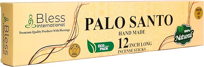 Bless-International-Palo-Santo 100%-Natural-Handmade-Incense-Sticks Organic-Chemicals-Free-for-Relaxation-Positivity-Yoga-Meditation 12-Inches-1-Hour-Plus-Burning-Time-150-Sticks-14-OZ