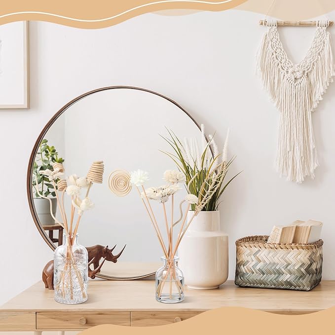 Cindeer 200 Pcs Reed Diffuser Sticks Set Include 10 Style 100 Pcs Natural Rattan Flower Reed 7 Style 100 Pcs Mixed Fragrance Diffuser Rattan Reed Fragrance Diffuser Replacement for Home Fragrance