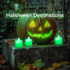 LANKER 24 Pack Flameless Led Tea Lights Candles, Flickering Green Battery Operated Electronic Fake Candles, Decorations for Party, Christmas, Halloween and Festival Celebration (Green)