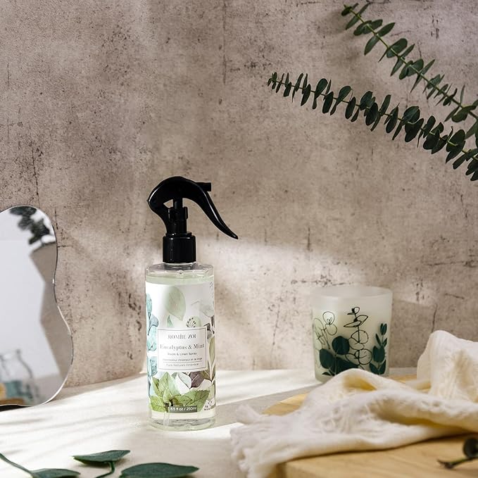 Linen & Room Air Freshener Spray Room Mist, with Natural Plant Extract, Eucalyptus & Mint Scent, 8.5 FL OZ.
