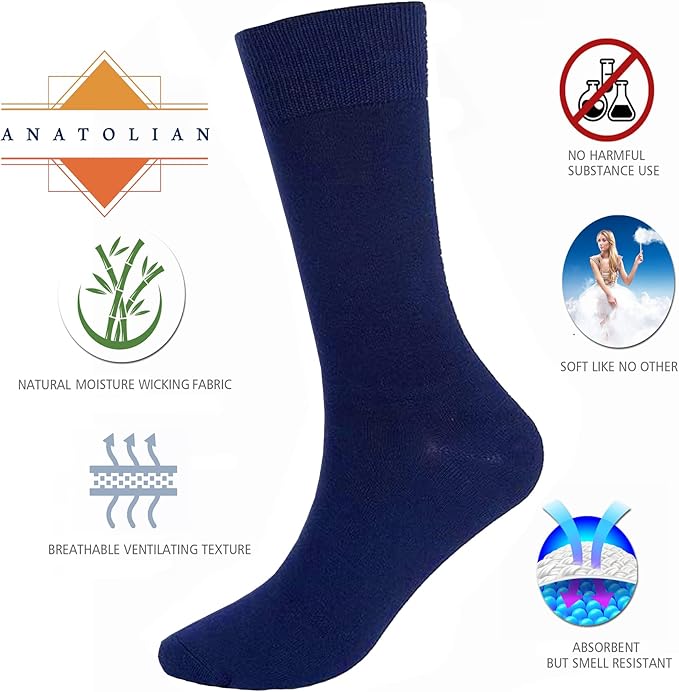 anatolian DRESS SOCKS Natural Comfortable Soft Classy - Made In TURKEY for Men Women Dress or Casual Footwear