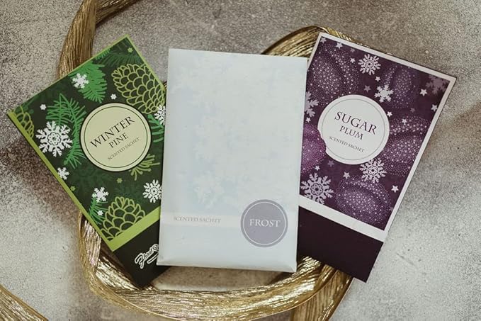 Simplicity Scents Sachets Winter Wonderland Bundle 3 Winter Pine, 3 Frost, 3 Sugar Plum - 9 Pack - Long Lasting, ECO-Friendly Home Fragrance Perfect for Any Space