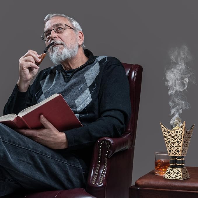 Bakhoor Incense Burner, Oud Frankincense Resin Burner 8.85Inches Tall,Charcoal Incense Burner - for Yoga, Spa Aromatherapy, Office & Home Decor (Trophy Shape) (Black)