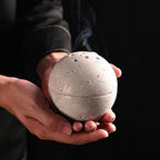 Natural Travertine Round Incense Cone Holder, Minimalist Sphere Incense Burner for Cones, Home Decorations 3.94in (Gray)