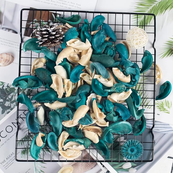 DomeStar Sea Shell Potpourri Bag, Ocean Breeze Scented Dried Flower Potpourri Bowl Filler, Turquoise Vase Filler, Home Fragrance Sachet Petal, Seashell Beach Coastal Bathroom Decor