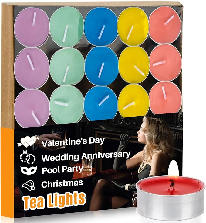 Mixed Color Tea Lights Candles Bulk - 25pcs Mini Votive Tea Lights Shabbat Candles Soy Candle Mini Candle with Cotton Wick for Home Decoration,Wedding, Emergencies