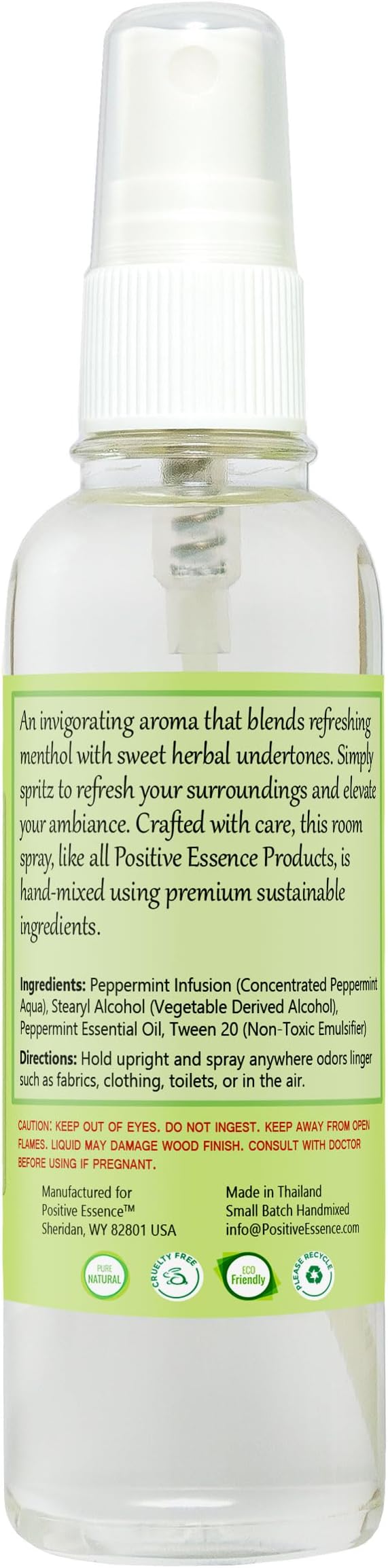 Peppermint Linen and Room Spray, Natural Pillow Mist, Made with Pure Peppermint Essential Oil, Home Fragrance for Relaxation, Bathroom Air Freshener Odor Eliminator