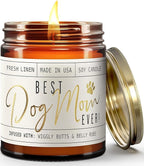 Dog Mom Gifts for Women, Dog Lovers Gifts for Women - 'Best Dog Mom Ever' Soy Candle, w/Vanilla, Coconut & Citrus I Gifts for Dog Lovers I Dog Gifts for Women I Reusable Jar, 50Hr Burn,Made in USA
