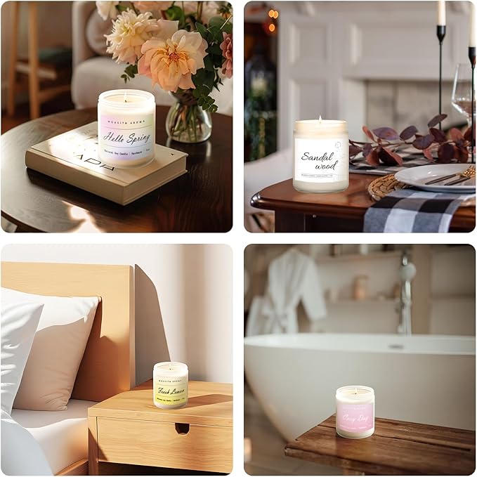 MOASITN Sandalwood Scented Candles for Home| Cedar,Sandalwood,Musk Scented Soy Candle| Handmade Longlasting Aromatherapy Candle| Jar Candel Gift for Women,Men for Spring,Birthday,Relaxing|7oz