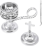 Yawlsow Incense Burner, Frankincense Charcoal Incense Stand, Bakhoor Incense Burner Holder, Ideal for Aromatherapy, Yoga and Spa, Home and Christian Church Censer, (Silver)