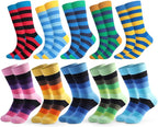 HHX YONLEE Dress Socks 5/6/10 Pairs Crew Argyle Colorful Cotton Novelty Casual Happy Fun