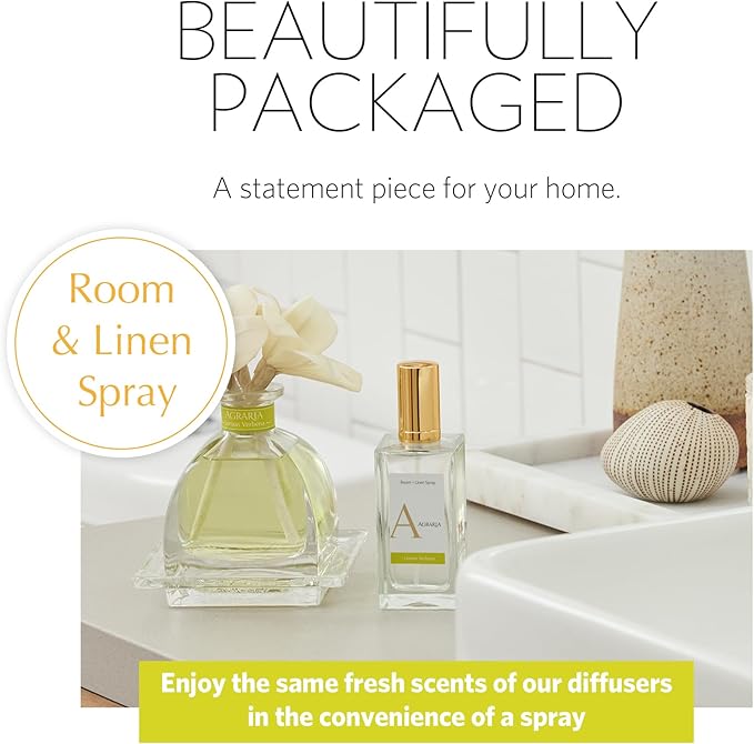 AGRARIA Room and Linen Spray, Luxury Room Fragrance for Clothes, Bed, and More, Essential Perfume Grade Oils Infused Linen Fresh Spray