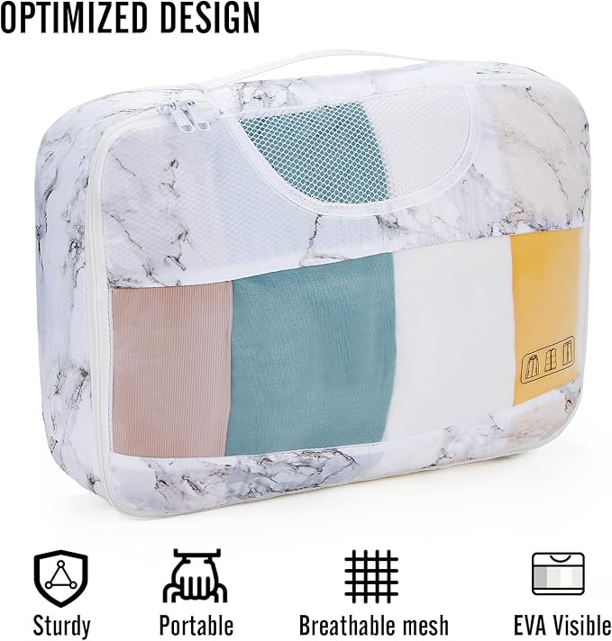 Veken 8 Set Packing Cubes for Travel Essentials, Suitcase Organizer Bags in 4 Sizes, Carry-On Luggage Accessories with Large Laundry & Hanging Toiletry Bag, Must-Have for Airplane, Road Trip & Camping