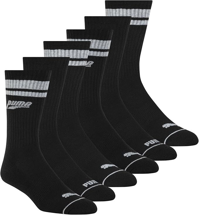 PUMA mens 6 Pack Crew Socks