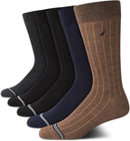 Nautica Mens Dress Socks - 5 Pack Breathable Comfort Stretch Crew-Length Work Socks for Men for Business Formal Wear (6-12.5)