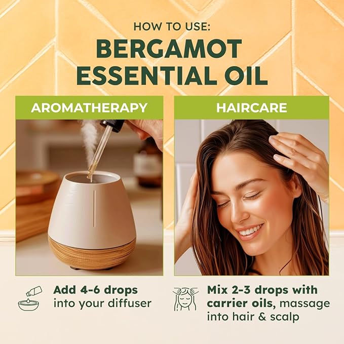 KUKKA Bergamot Essential Oils - 4 Fl Oz - for Hair, Skin, Diffuser, Aromatherapy & DIY Soap Making Scent