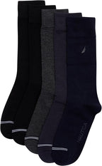 Nautica Mens Dress Socks - 5 Pack Breathable Comfort Stretch Crew-Length Work Socks for Men for Business Formal Wear (6-12.5)