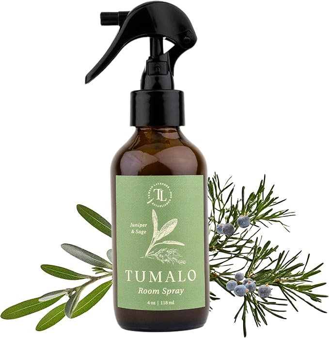 Room Spray - Sophisticated, All-Natural Home Fragrance, Pure Essential Oil Air Freshener & Odor Eliminator, Refreshing Scent, Made in the USA, Juniper & Sage, 4 oz Glass Bottle