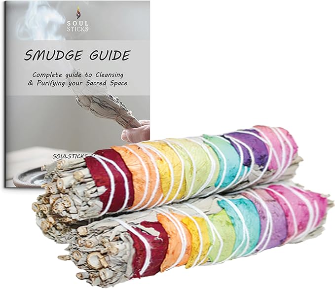 Rose Petals & Organic White Sage Smudge Sticks with Flowers for Cleansing Home, Meditation, Yoga, Healing and Smudging | Sustainably Sourced California White Sage Bundles (3 Pack - 6 Inch)