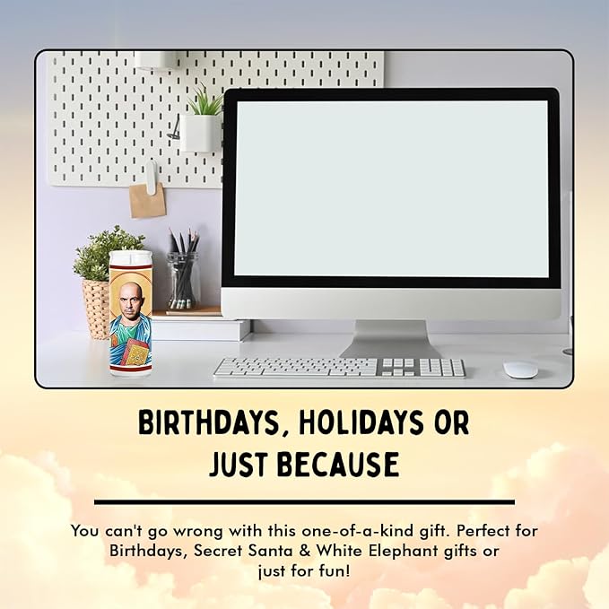 Joe Celebrity Glass Jar Candle – Unscented Handmade Soy Wax Votive Candle – Unique Gift for Podcast Lovers – Home Decor Collectible for Living Room & Office – 8 Inch