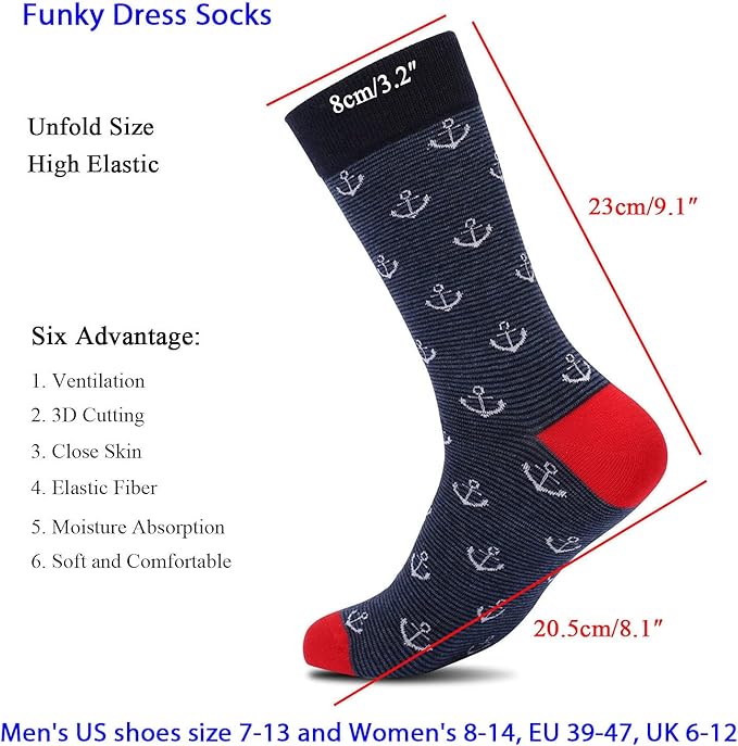 DRASEX Men's Dress Socks Funky Colorful Pattern Cotton Novelty Casual Crew Socks