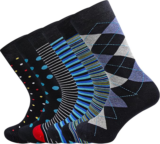 Mens socks size 10-13/9-11/13-15 Cotton Crew funny Colorful work dress socks for men 9-12 gifts for him 6/12 Pairs