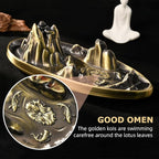 wellsee Incense Holder - Insence Cone Holder Waterfall Backflow Incense Burner with Sticks Holder & Cones, Tweezers
