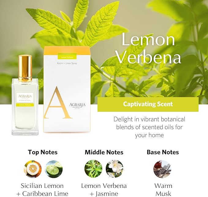 AGRARIA Room and Linen Spray, Luxury Room Fragrance for Clothes, Bed, and More, Essential Perfume Grade Oils Infused Linen Fresh Spray
